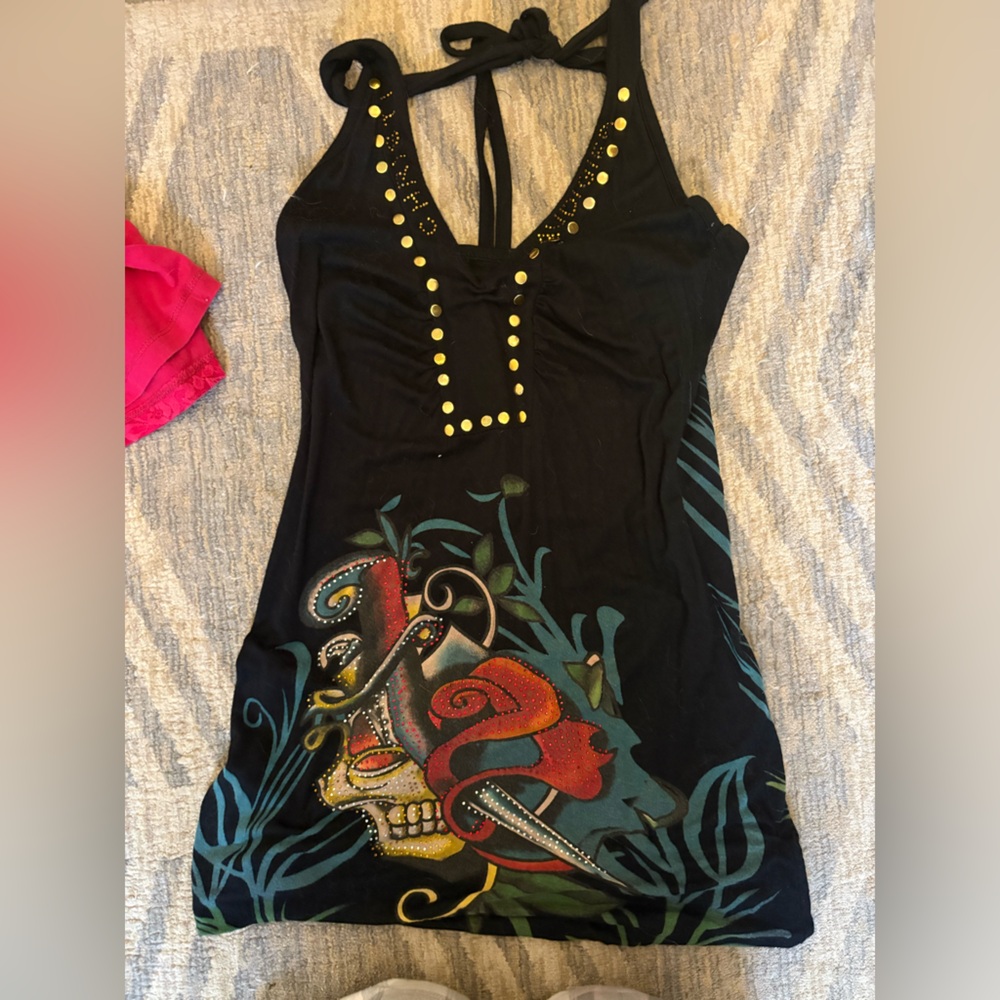 Vintage Christian audigier halter neck dress